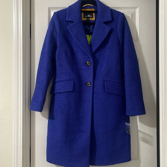 New with tags Sam Edelman Notch Collar Wool Blend Blue Pea Coat Womens Size XS - Picture 1 of 9